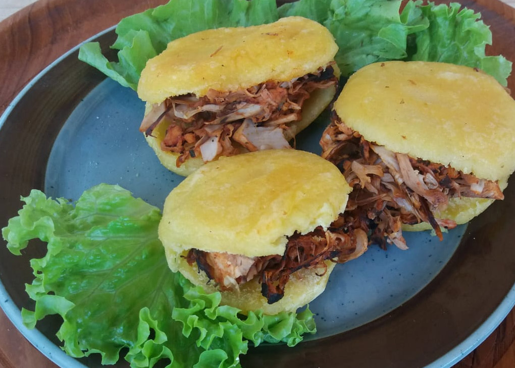 Arepas veganas con pulled pork de Bio Jackfruit