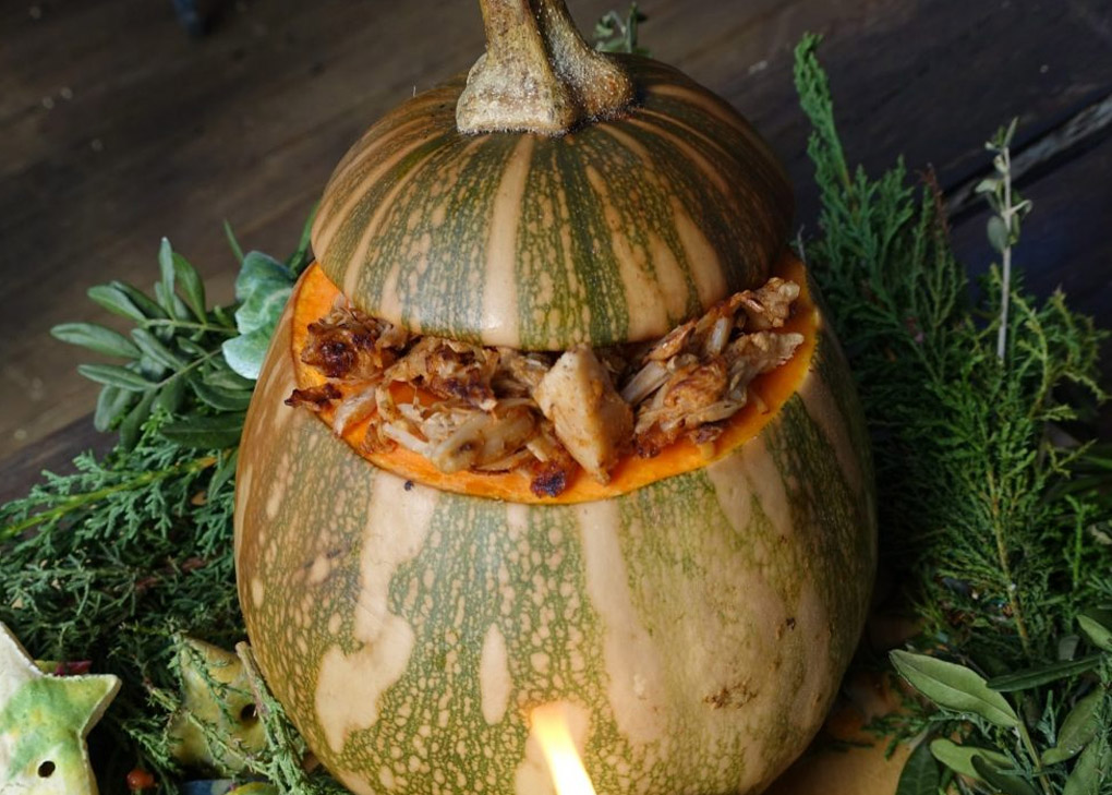 Calabaza rellena con Jackfruit