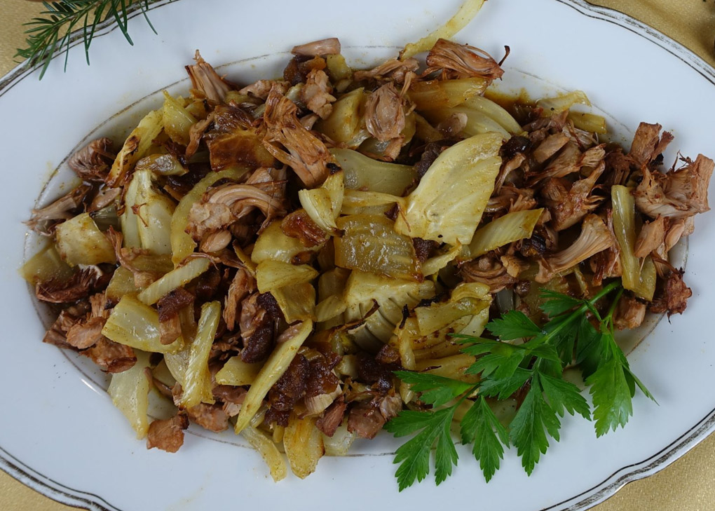 Hinojo con Jackfruit marinada al estilo hindú